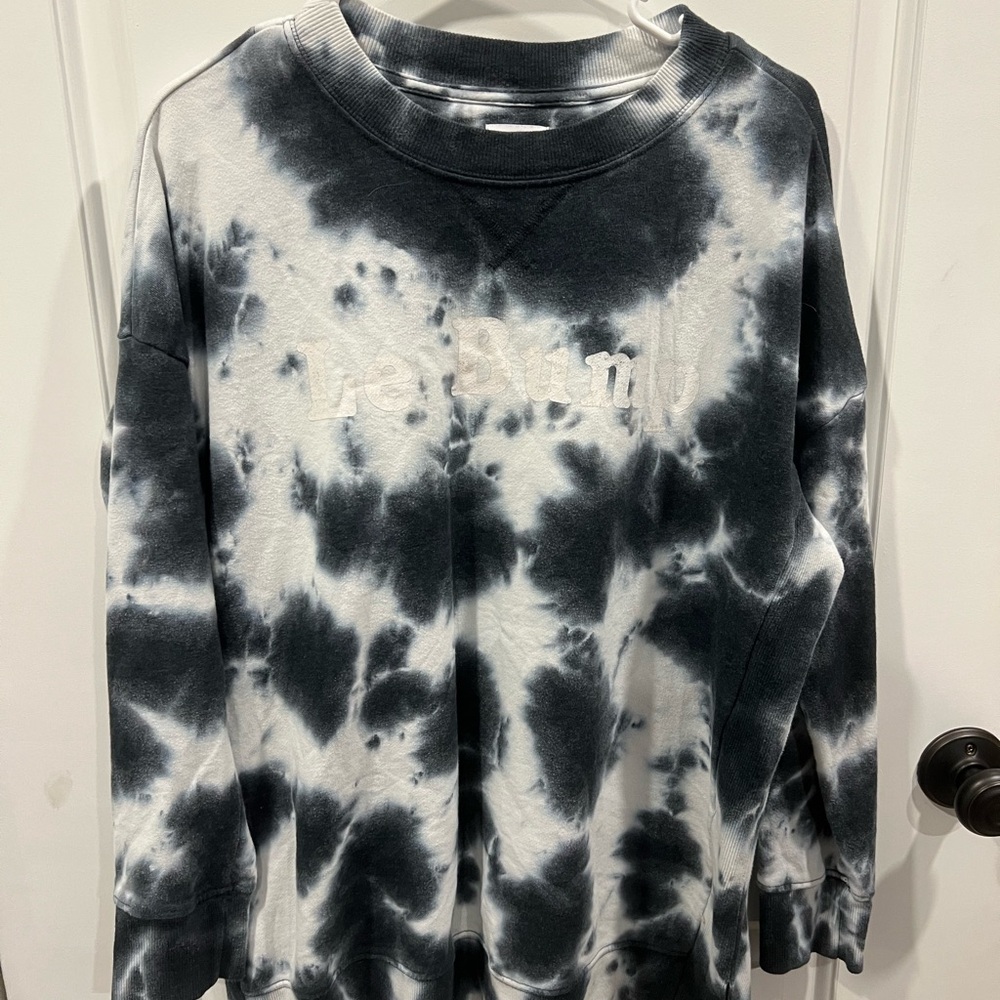 Black and White Tie-Dye Maternity Sweatshirt